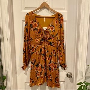 Free People Marigold Polka Dot/Floral Mini Dress Size 10